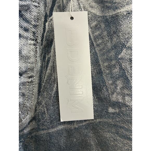 EB Denim Silver Coated Jeans Women 26 $320 MSRP Straight High Rise Festival Rave - Picture 10 of 16